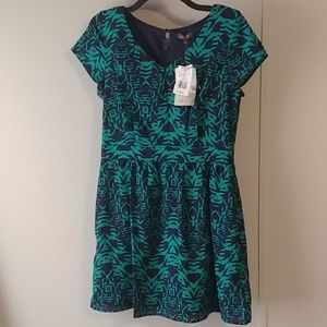 Lily Rose Printed Dress Teal & Navy